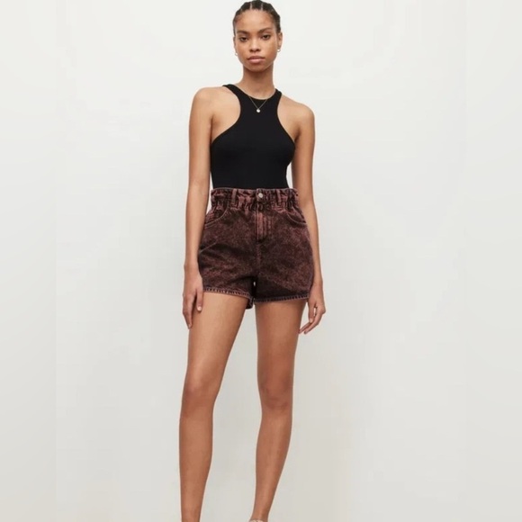 All Saints Palmer Paper Bag Jean Denim Shorts SZ 26 - Picture 6 of 6